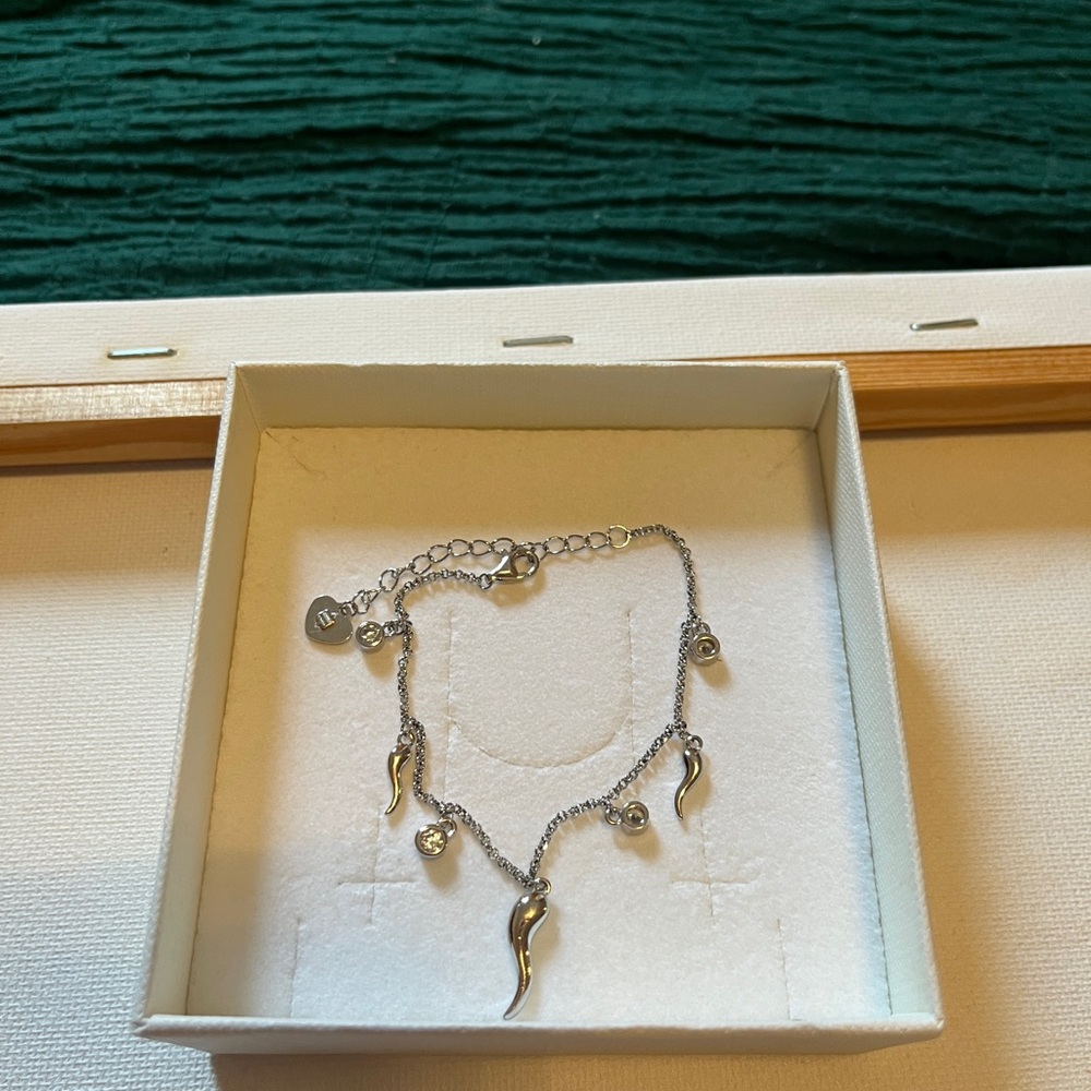 Elegant Silver Italian Horn Charm Bracelet